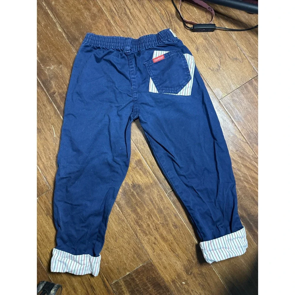 Vintage OshKosh B'gosh Kids‎ Navy Blue Red White Trimmed Casual Pants Size 5R